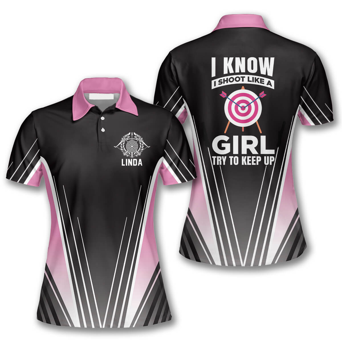 Shoot Like A Girl Try To Keep Up Custom Archery Shirts For Women