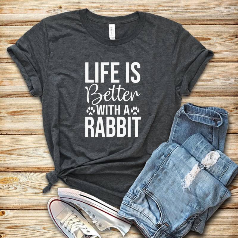 Crushtee Life Is Better With Rabbit Shirt Tank Top Hoodie Cute Rabbit Shirt Bunny Shirt Rabbit Lover Gift Cute Bunny Shirt Long Sleeve Hoodie