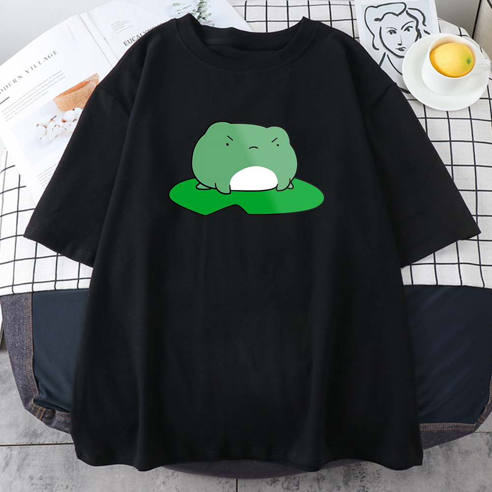 Cute Cartoon Frog Print T Shirt for Women Summer Short Sleeve Loose Anime Streetwear Tee Oversize Harajuku Tshirt Female Clothes alx