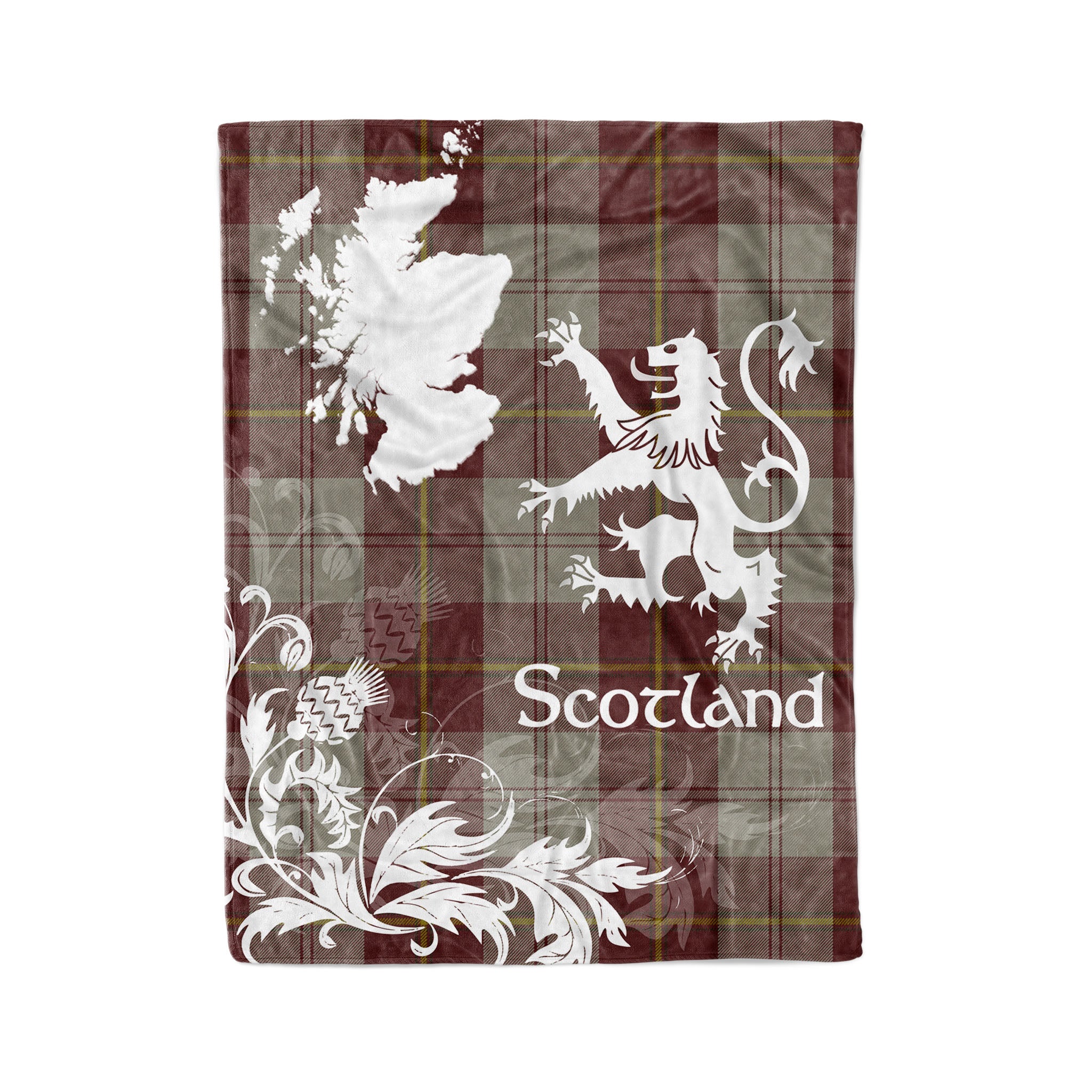 Tartan Plaid Fleece Blanket Tartan Blanket Thistle And Lion Scottish Clan Cunningham Burgundy Dancers Plaid Blanket