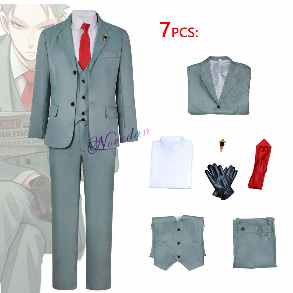 Anime Spy Family Loid Forger Cosplay Costume Light Green Suit Wig Twilight Outfit Full Set Men Halloween Party Clothes alx