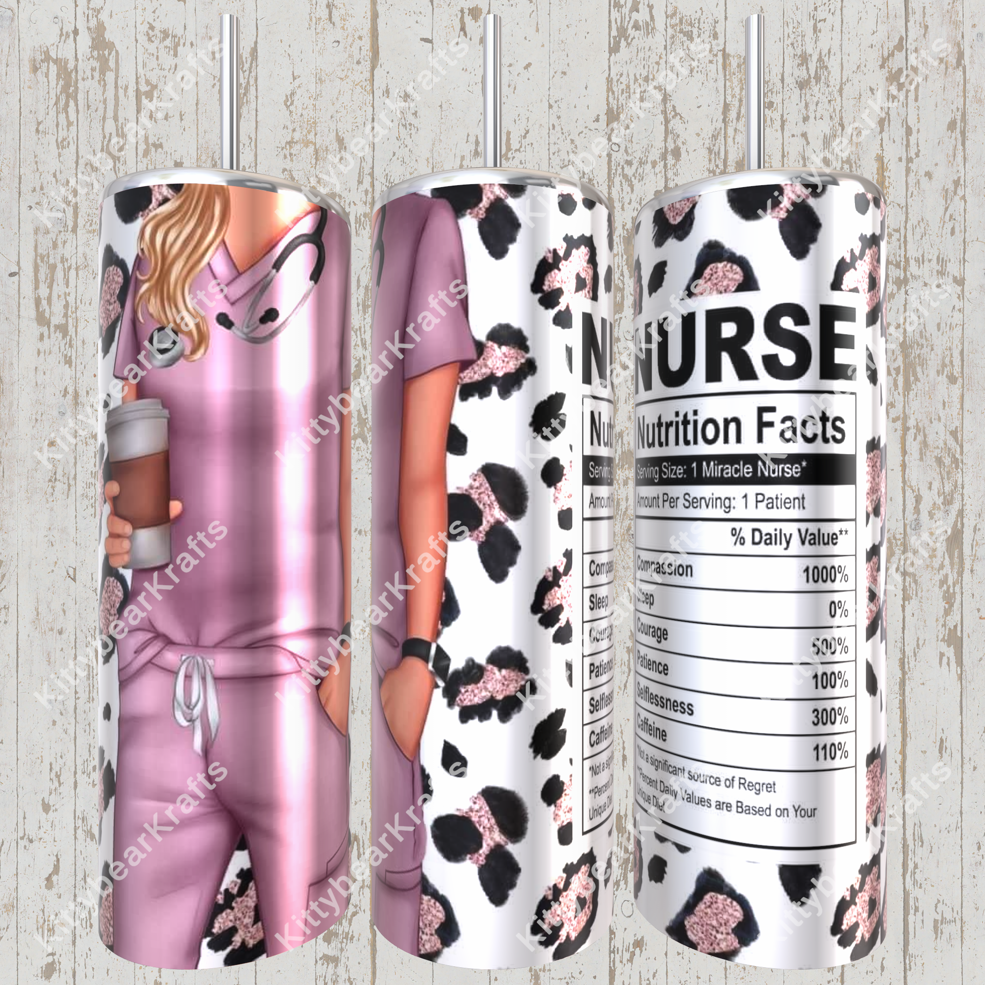 Nurse Pink Scrubs Nutrition Facts Leopard Tumbler