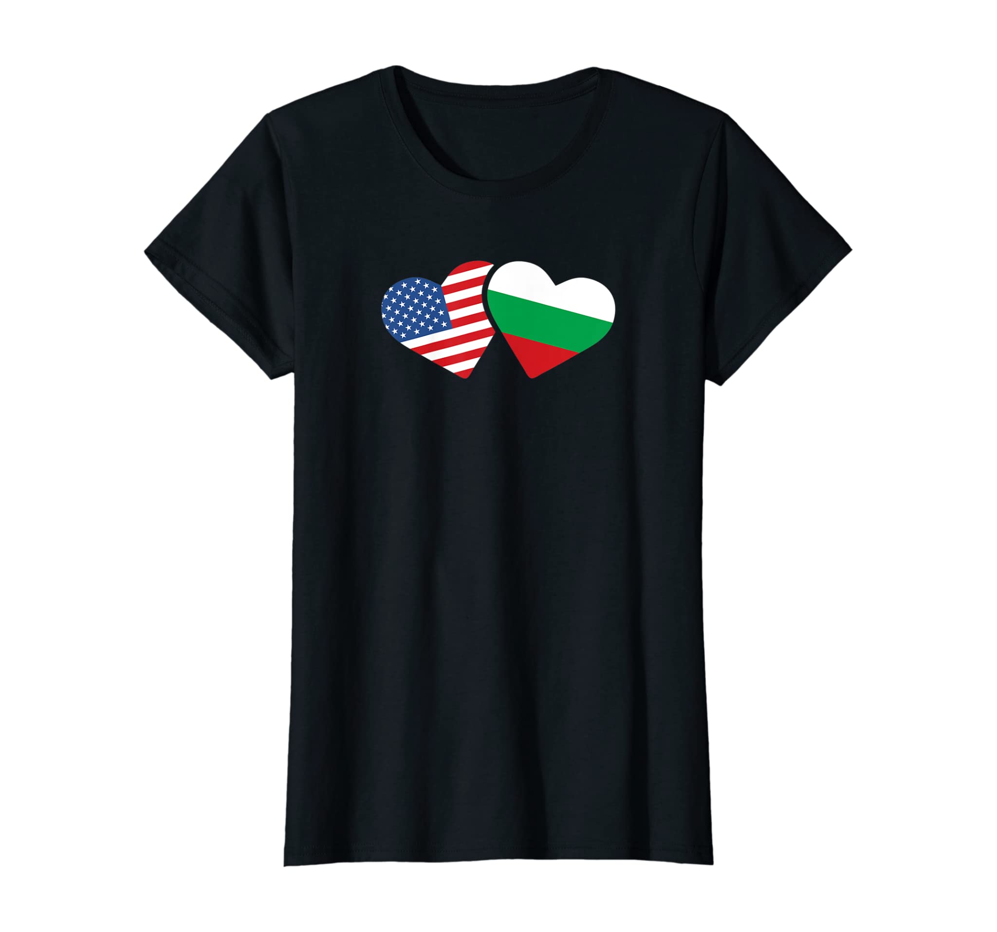 Womens Bulgaria USA Flag T Shirt Heart Bulgarian Americans Love