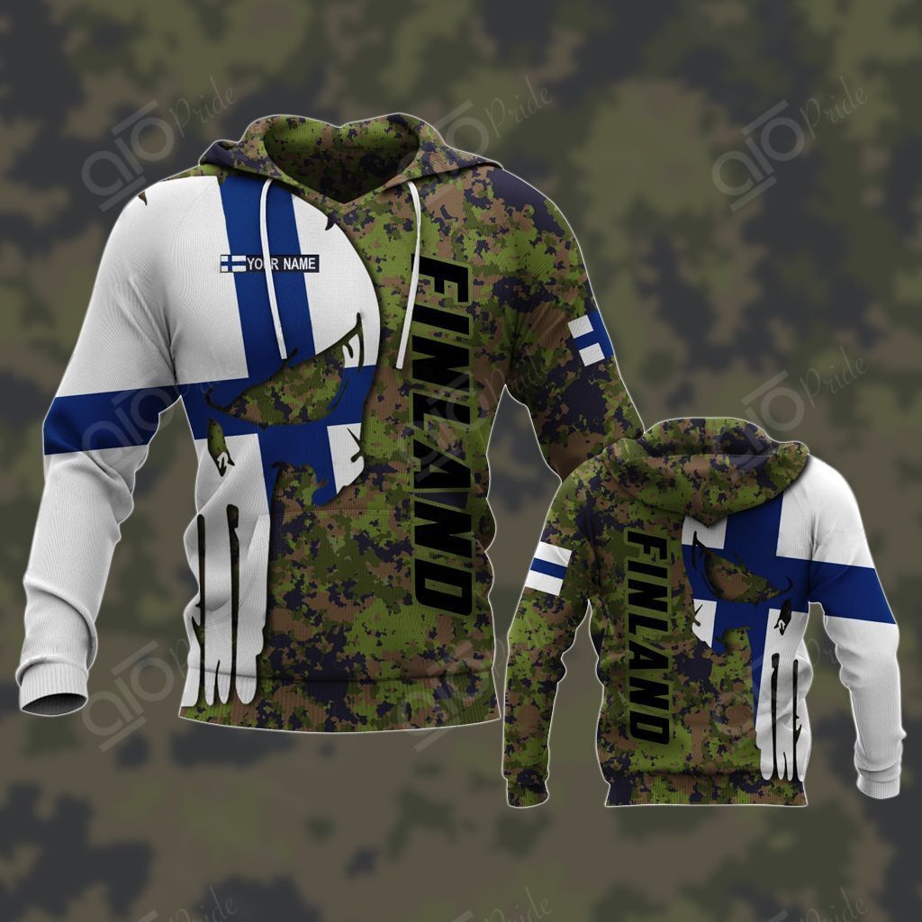 GGP20070116104 Native Finnish Roots Finland Expat Lovers Customize Finland Skull Flag Camo All Over Print Hoodies