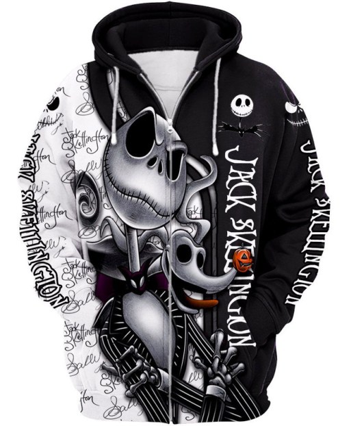 The Nightmare Before Christmas Zip Up Hoodie Gift For Anime Fan 3D Full Printing Zipper 2336