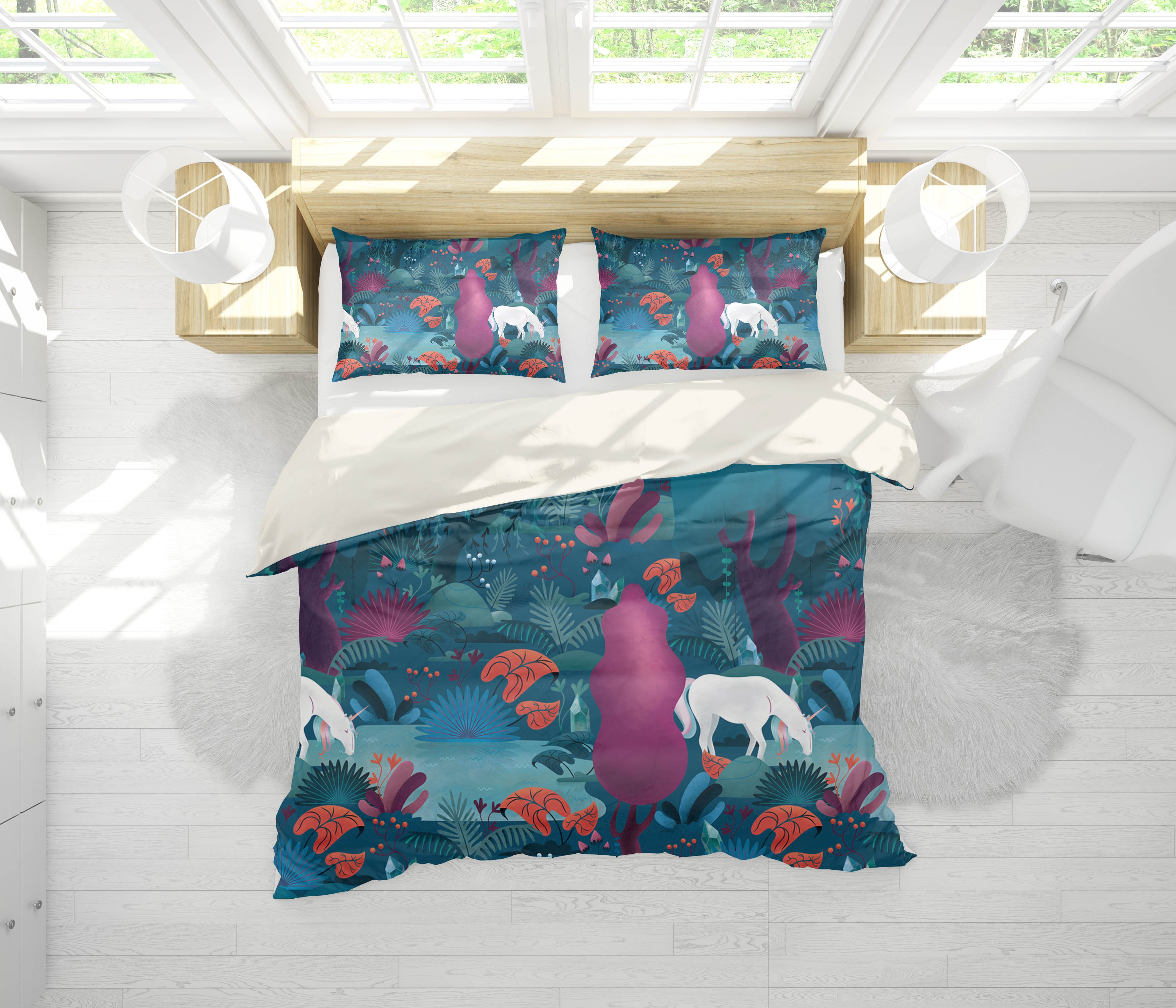 3D Cartoon Forest Unicorn Quilt Cover Set Bedding Set Pillowcases 131