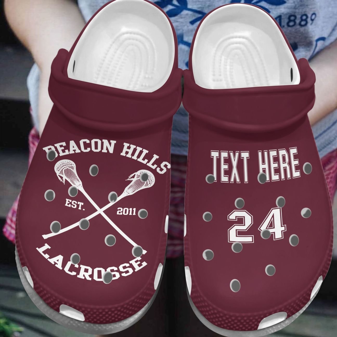 Lacrosse Personalized Clog, Custom Name, Text, Color, Number Fashion Style For Women, Men, Kid, Print 3D Beacon Hills Lacrosse