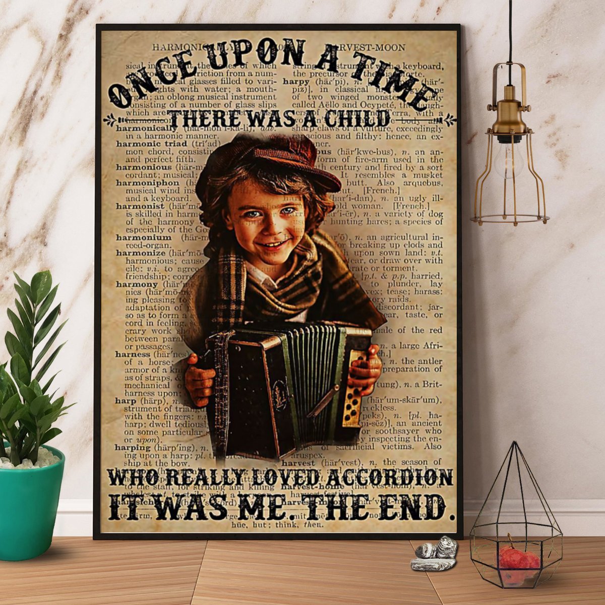 Accordion Child There Was A Child Who Really Loved Accordion Dictionary Lovers Vintage  Poster No Frame Matte Canvas