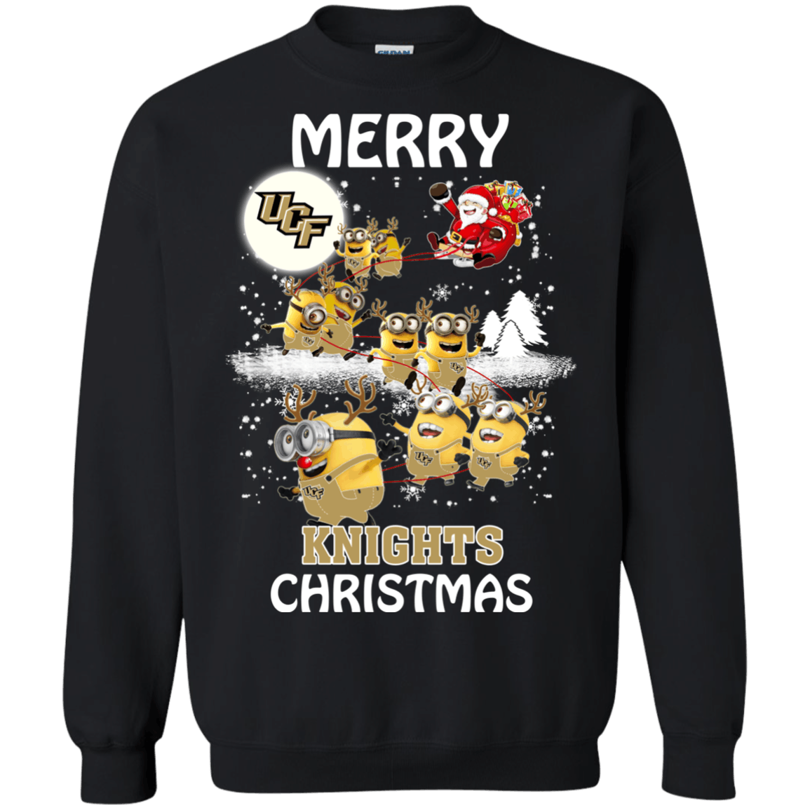 Super UCF Knights Minion Ugly Christmas Sweaters Santa Claus With Sleigh Hoodies Sweatshirts