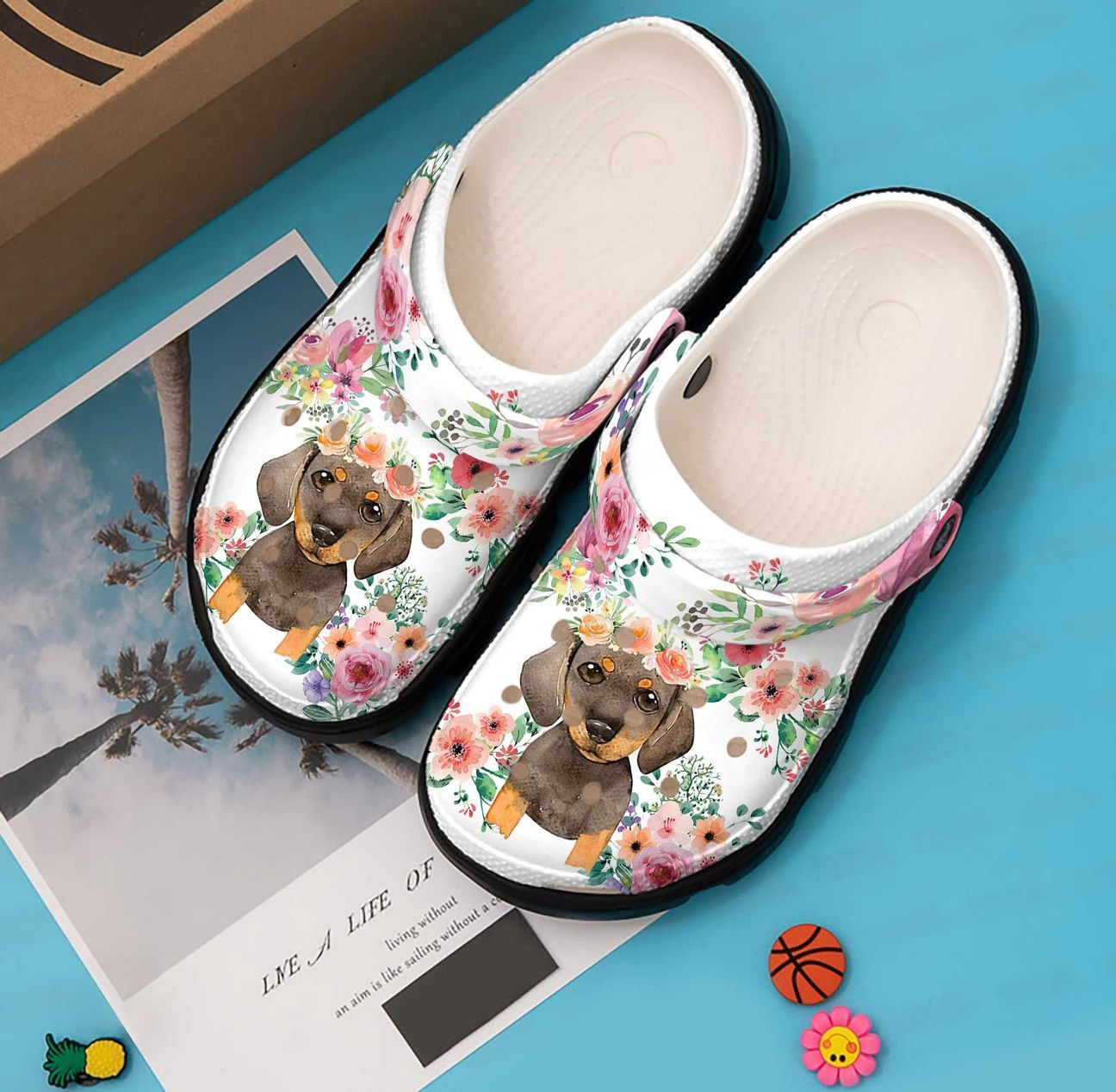 Dachshund Personalized Clog, Custom Name, Text, Color, Number Fashion Style For Women, Men, Kid, Print 3D Cute Floral Dachshund