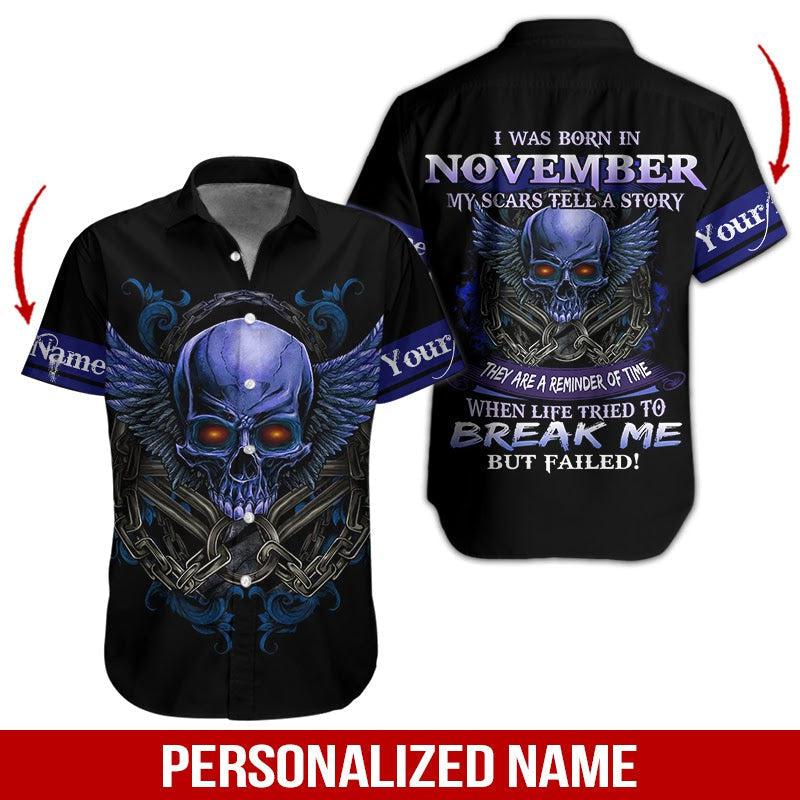 Skull November Guy Custom Name Hawaii Shirt For Men Women Ha89406