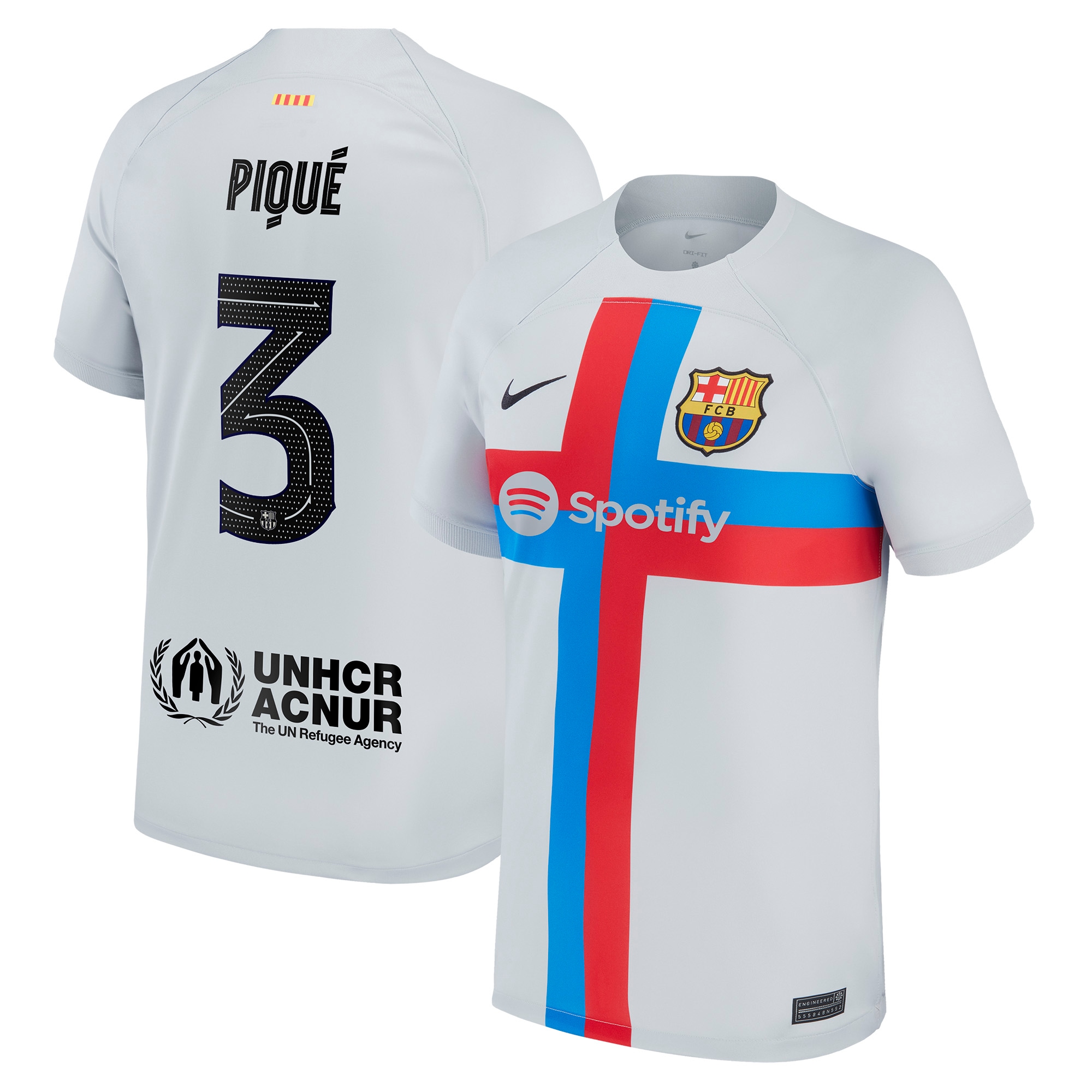 Gerard Pique Barcelona 2022/23 Third Breathe Stadium Replica Player Jersey – Gray