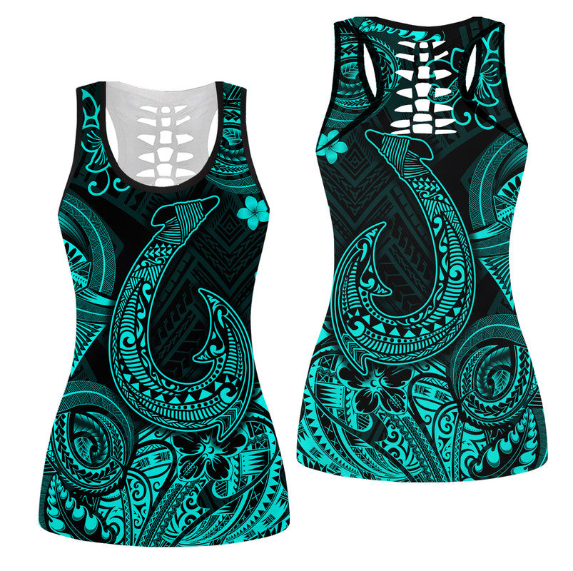 Hawaiian Fish Hook Polynesian Hollow Tank Top Unique Style Turquoise Ha20661