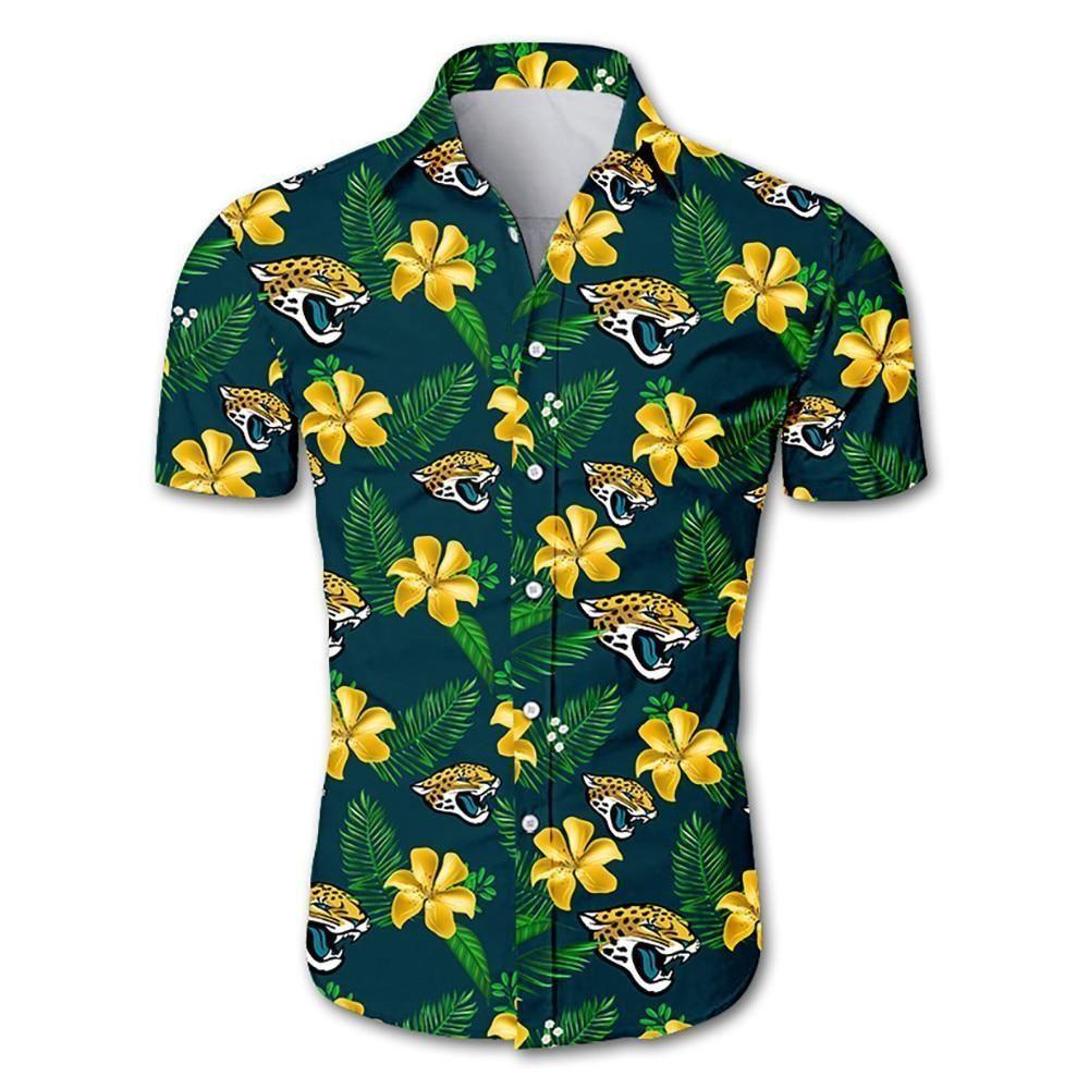 Beach Shirt Jacksonville Jaguars Hawaiian Shirt Floral Button Up Slim Fit Body