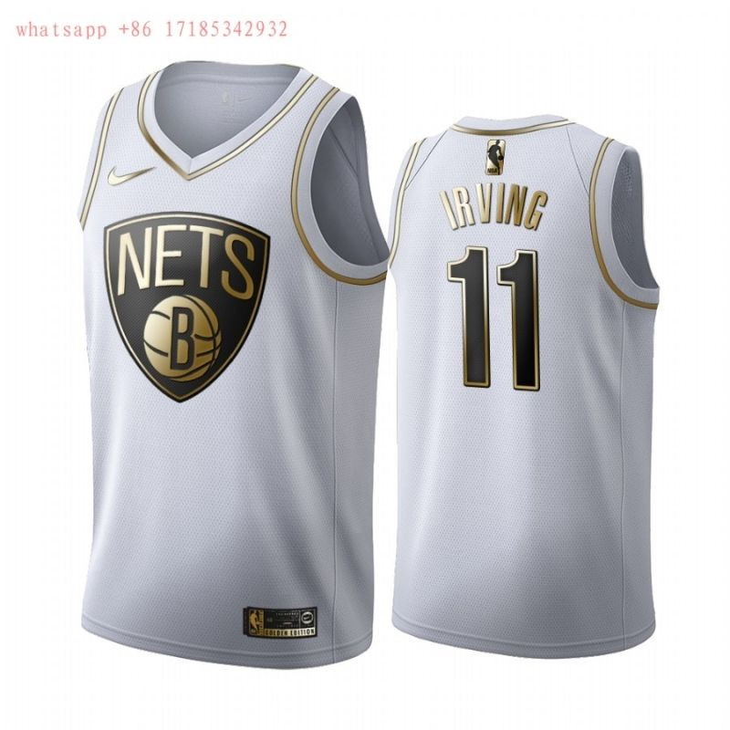 Brooklyn Nets Kyrie Irving #11 NBA Golden Brandedition White Jersey