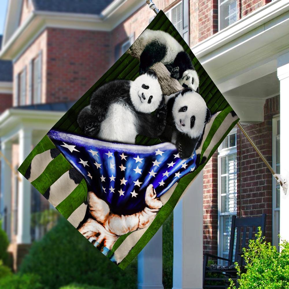 Pandas 3D Printed American House Garden Flag