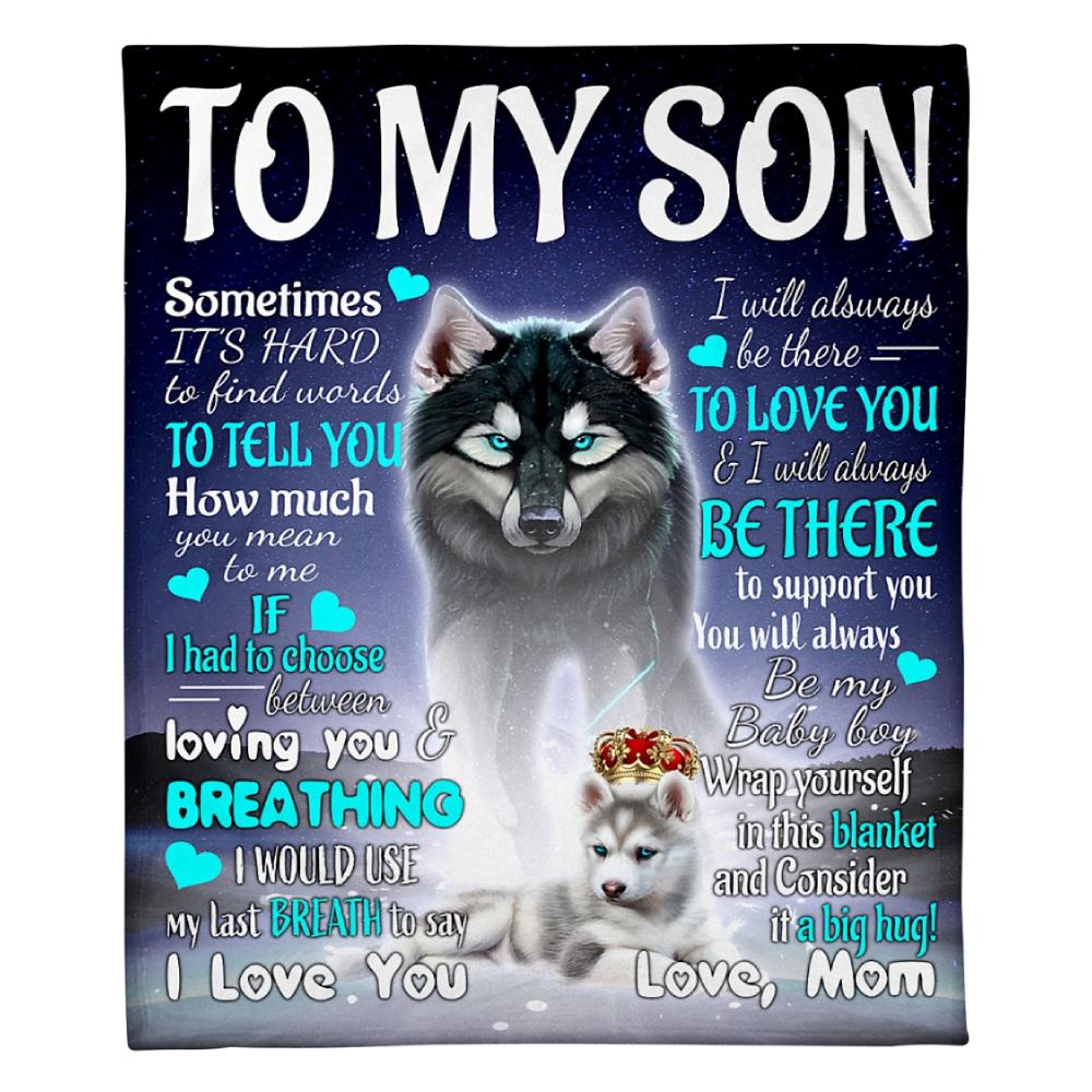 To My Son Wolf Mom Fleece Blanket Family Gift Home Decor Bedding Couch Sofa Soft And Comfy Cozy Fleece Blanket Family Gift Home Decor Bedding Couch Sofa Soft And Comfy Cozy