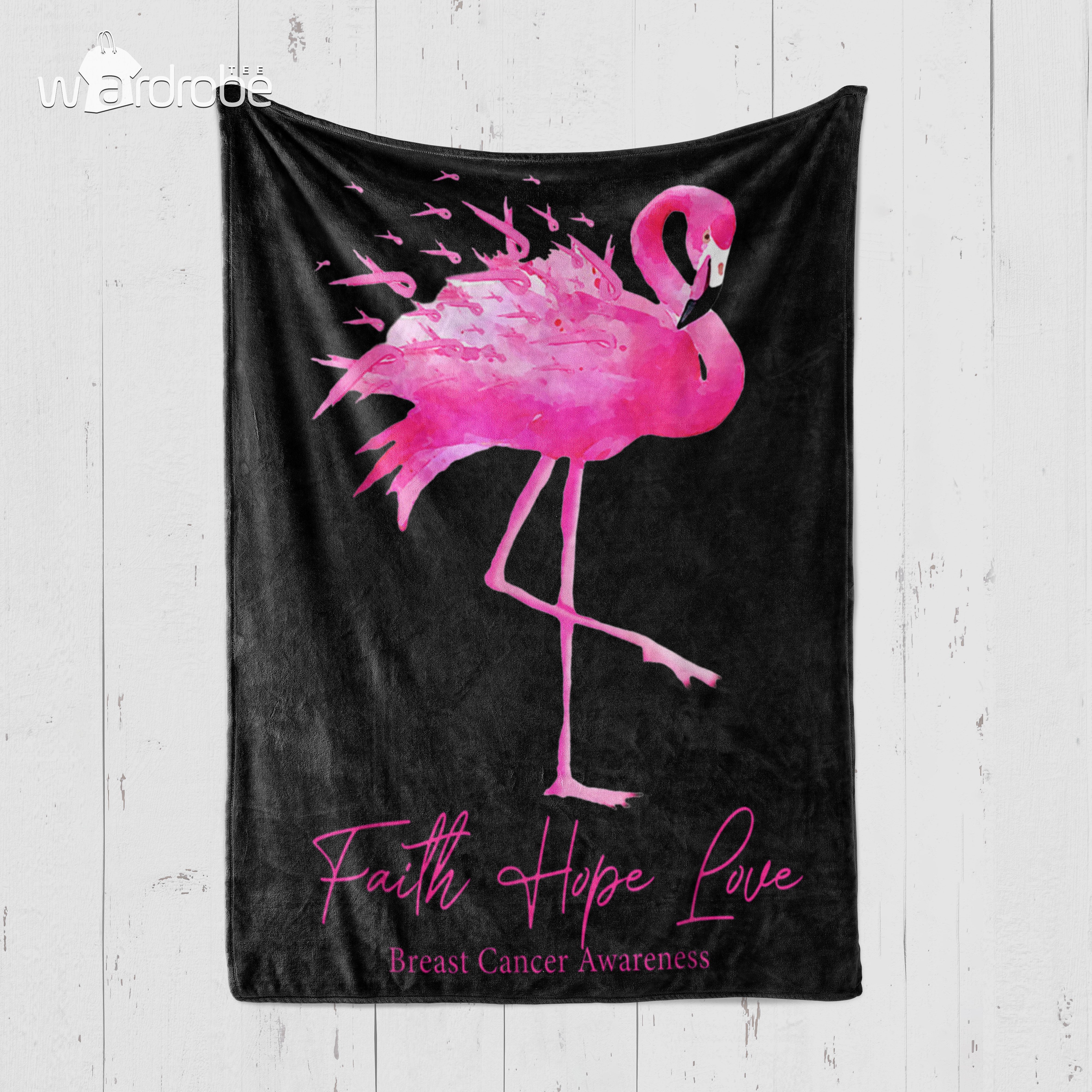 Custom Blanket Flamingo Pink Breast Cancer Awareness Blanket