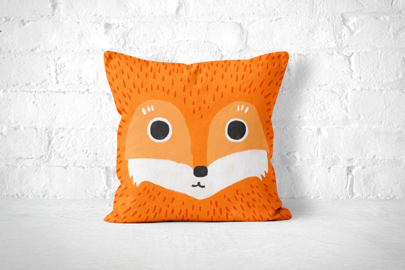 Fox Throw Pillow, Woodland Nursery, Fox Decor, Woodland Fox Pillow, Baby Shower Gift, Fox Cushion, Cute Kawaii Pillow, Kawaii Throw Pillow