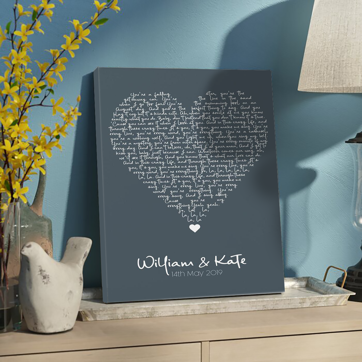 [Personalized Name & Date] Lyrics Song – Anniversary Gift For Her For Him, Lovely Gift, Gift For Home Decor – Horizontal Canvas Matte Canvas Wall Art