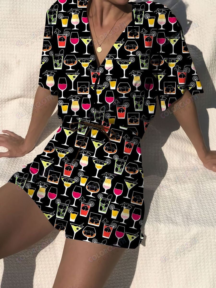 Cocktail Women Hawaii Shirt And Short Ha74740