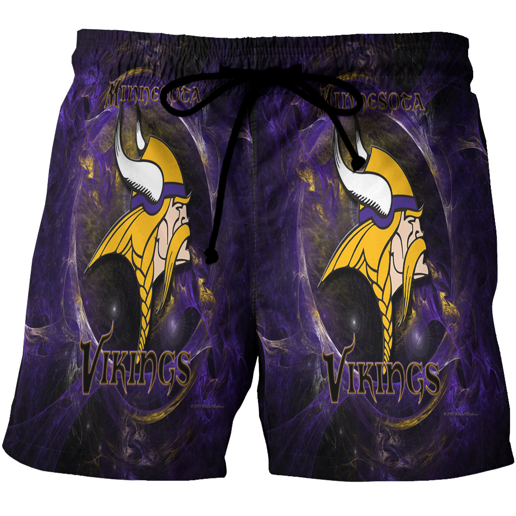 Minnesota Vikings Emblem Magic 3D All Over Print Summer Beach Hawaiian Short