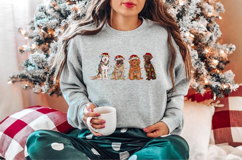 Dog Lover Christmas Sweatshirt 2D Crewneck Sweatshirt All Over Print Sweatshirt For Women Sweatshirt For Men Sws4801