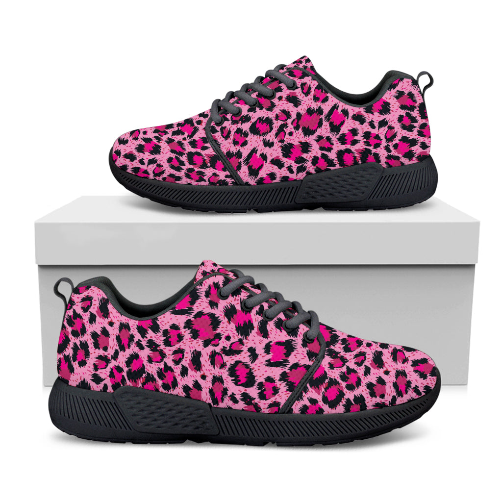 Pink Leopard Print Black Athletic Shoes