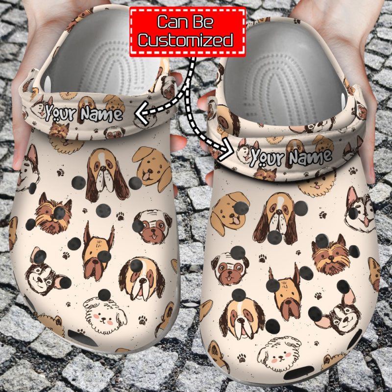 Animal Print – Cute Dog Breeds Pattern Clog Shoes For Men And Women