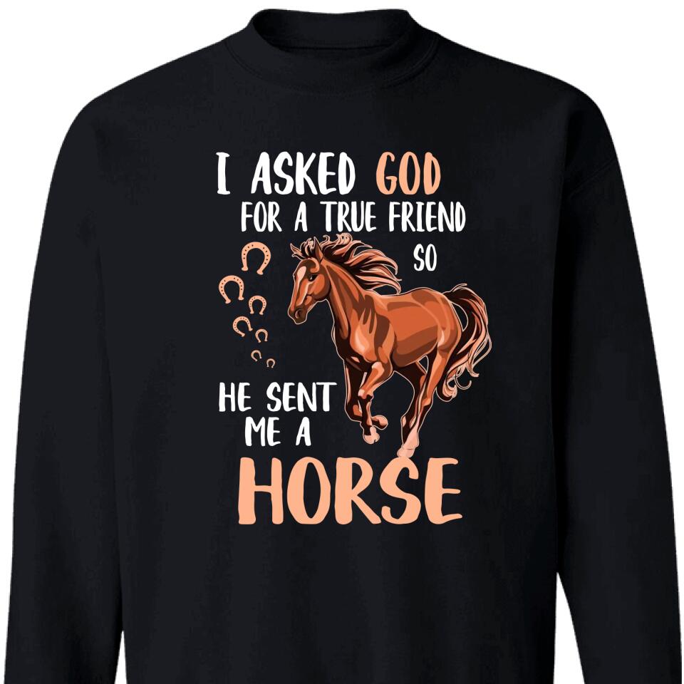 I Asked God For A True Friend So He Sent Me A Horse Sweatshirt – Trending Personalized