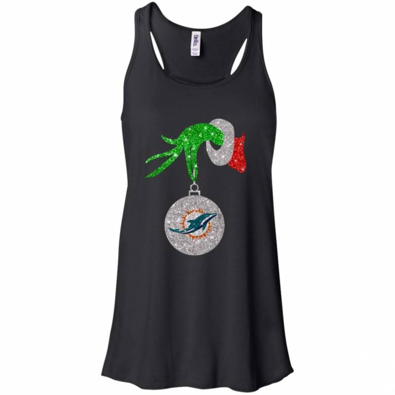 Miami Dolphins Glitter Grinch Monogram Ornament Christmas Gift Racerback Tank