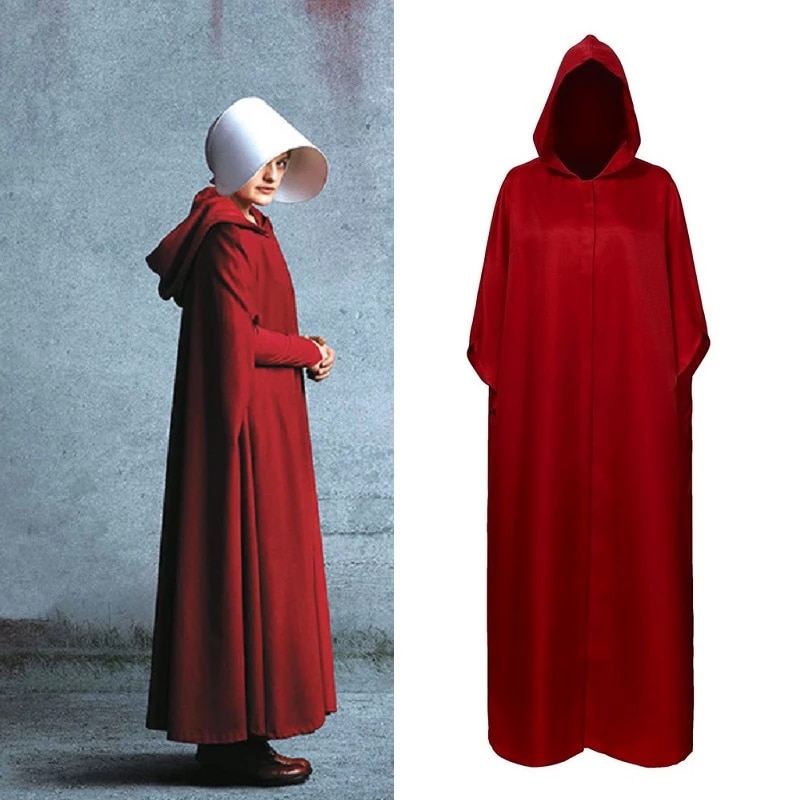 The Handmaid’s Tale Cloak Handmaid Offred Women Cosplay Dark Red Cloak Halloween Costume Party Props alx