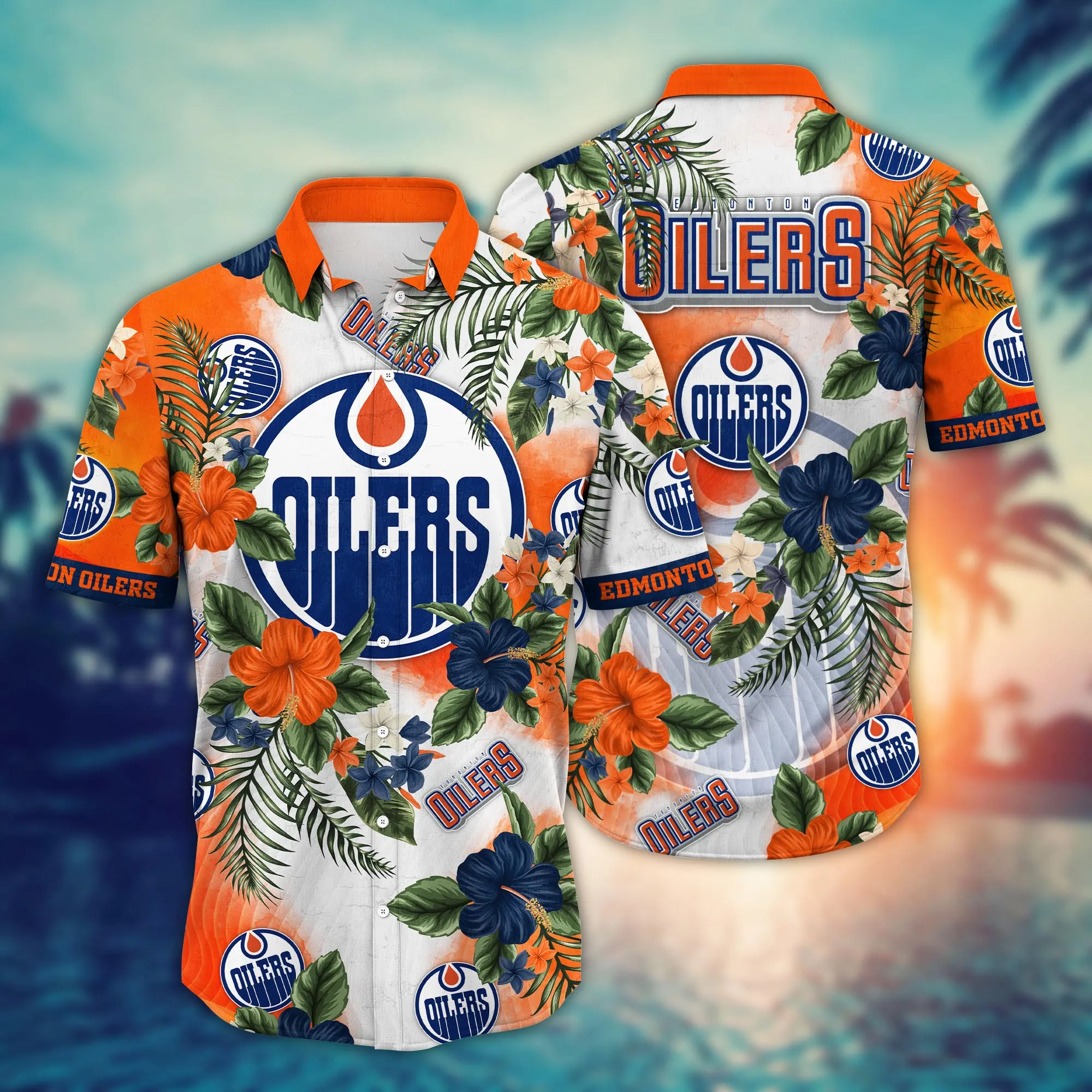 Edmonton Oilers Nhl Hawaiian Shirt Tan Linestime Aloha Shirt