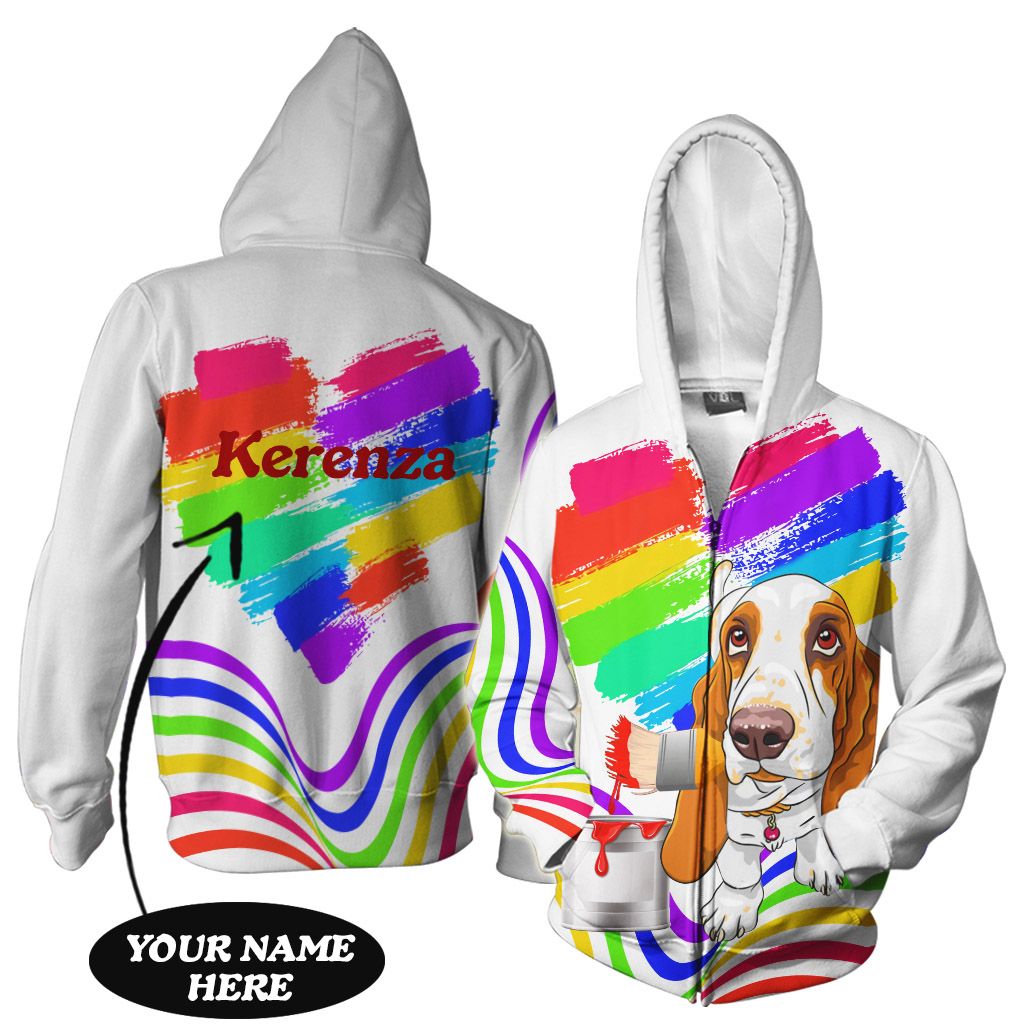 Basset Hound Custom Name Rainbow 209 ND4541