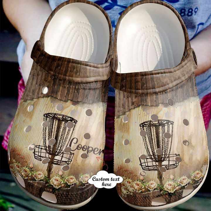 Custom Name Vintage Disc Golf Wooden Pattern Clogs Shoes