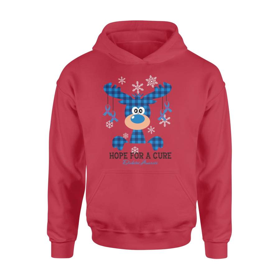Hope For A Cure Diabetes Awaress Blue Buffalo Plaid Christmas Hoodie
