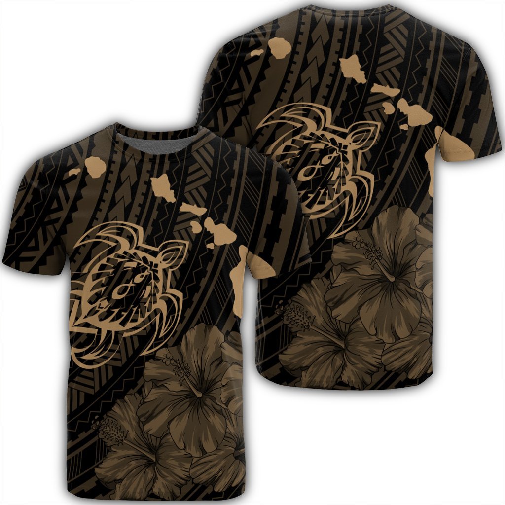 Hawaii Hibiscus Sea Turtle Swim Polynesian Gold Ah Ha76945