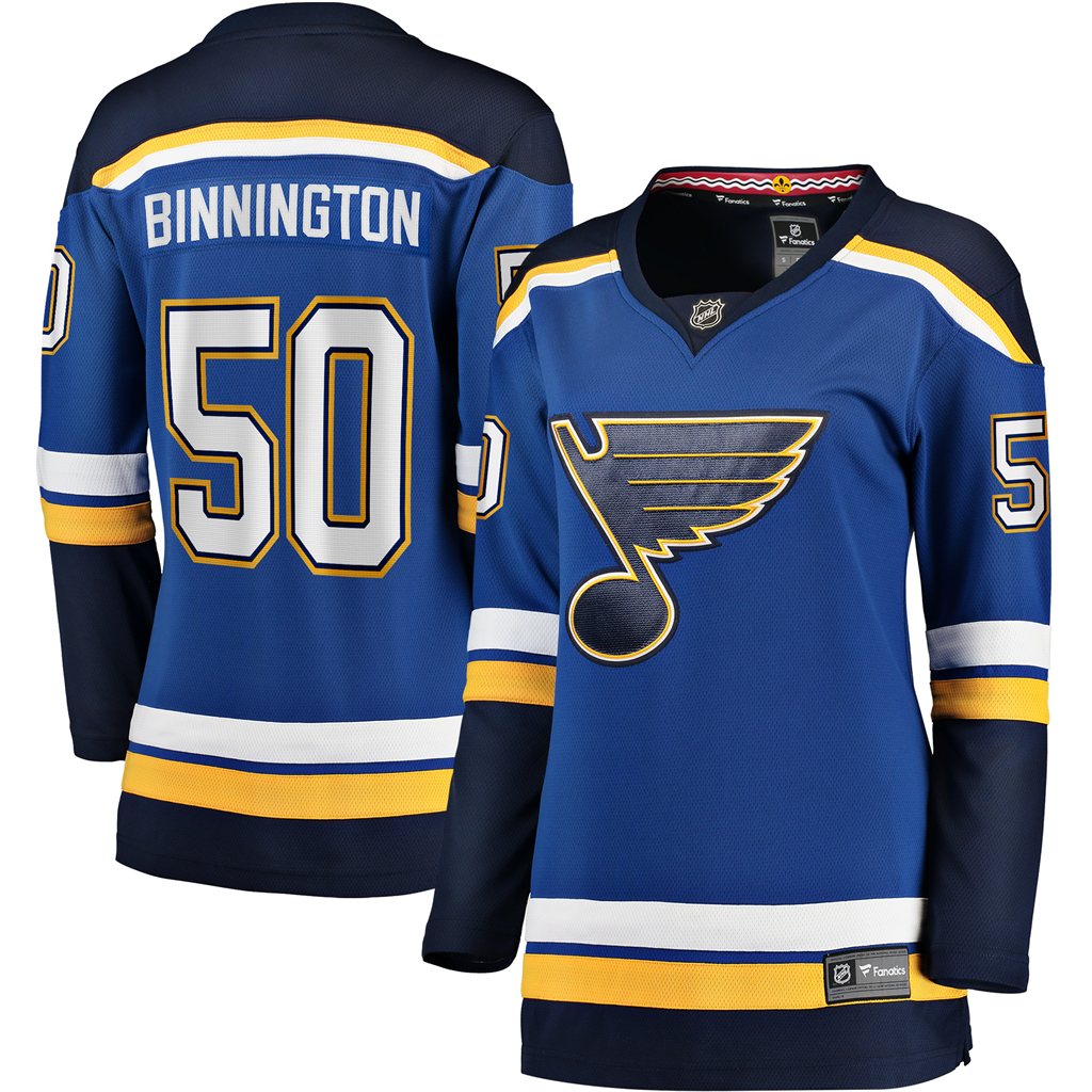 Women's St. Louis Blues Jordan Binnington Royal Home Premier Breakaway Player Jersey