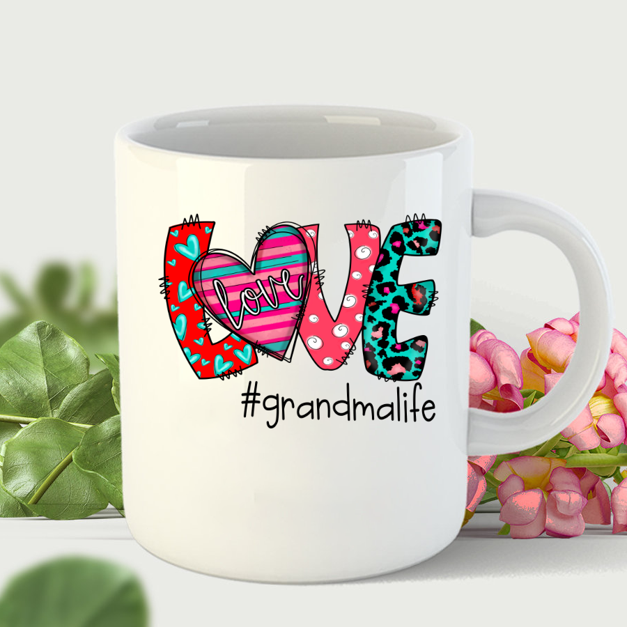 Love Grandma Life Heart Leopard New Mug