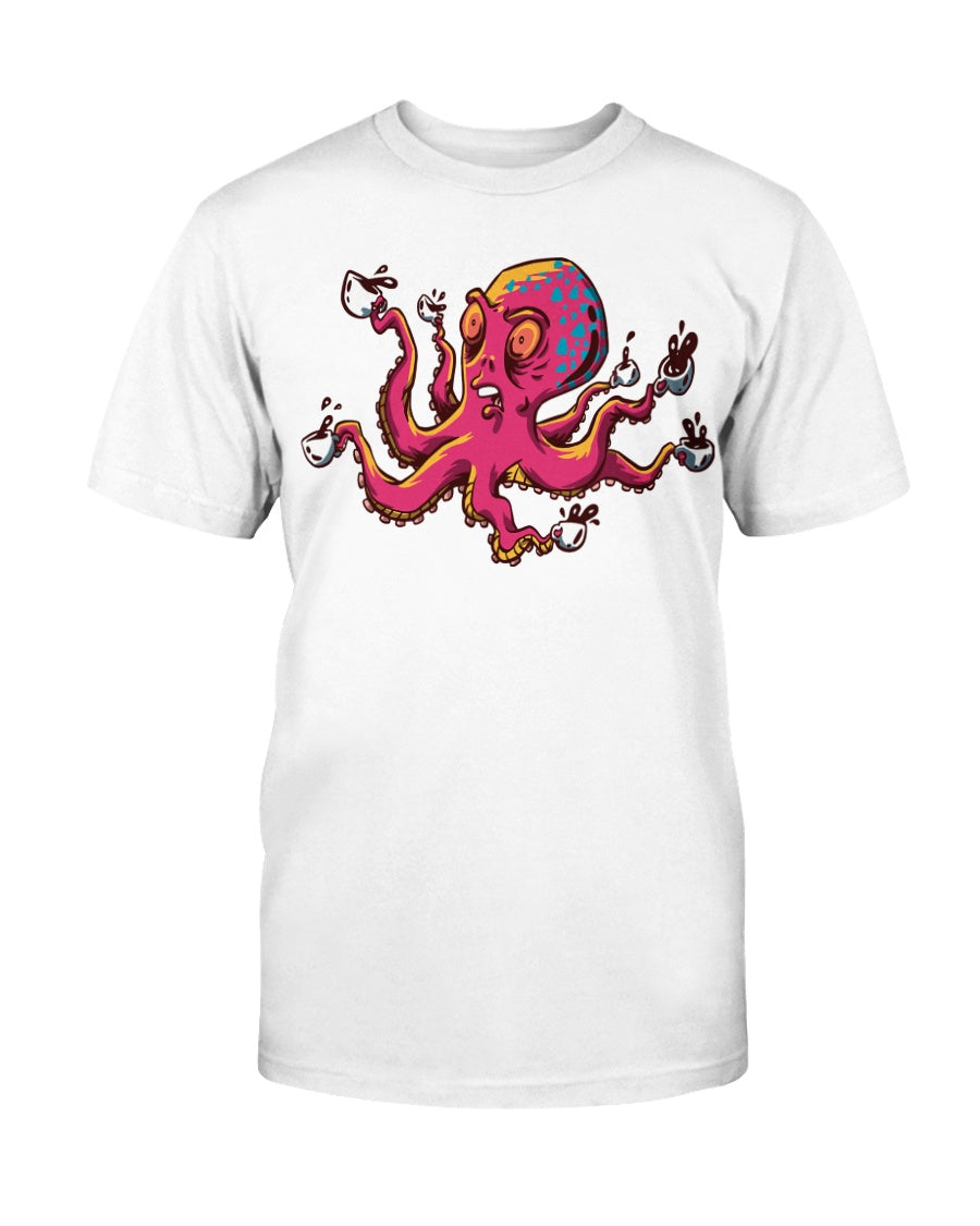 8 Arms 8 Coffees Octopus  Coffee Shirt