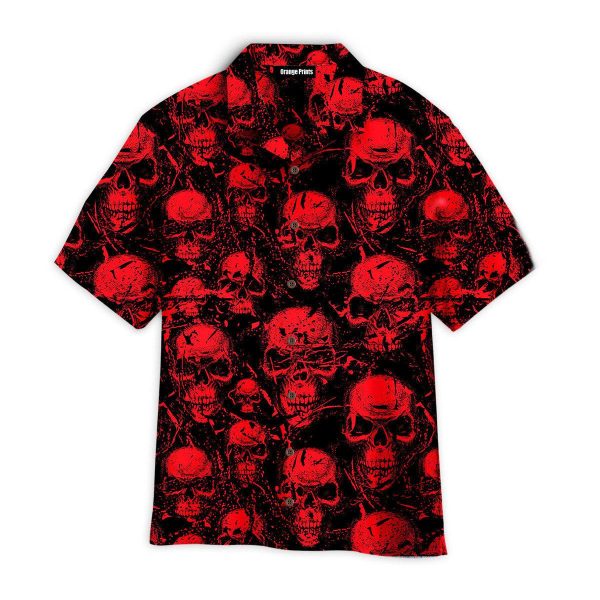 Red Horor Skull Looking For Halloween Hawaii Shirt Men Women Ha21486