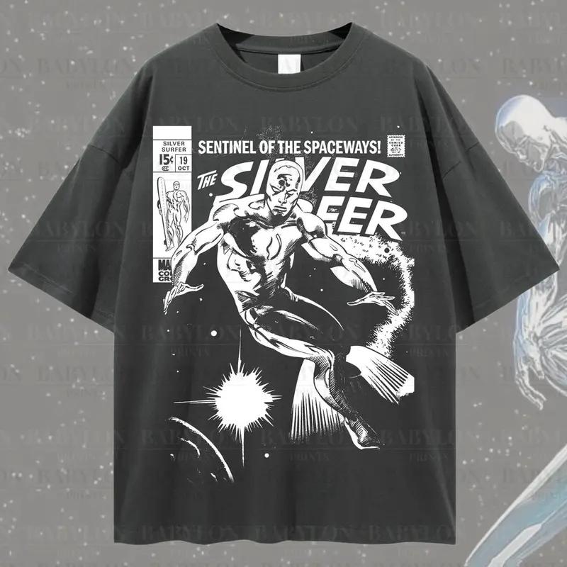 Vintage Silver Surfer Comic T Shirt Fantastic Four Comic Tee Comics Shirt WDW T Shirt Galactus Fantastic , Trendy Regular Workout Shirt , For Men, For Women, Summer , Cotton