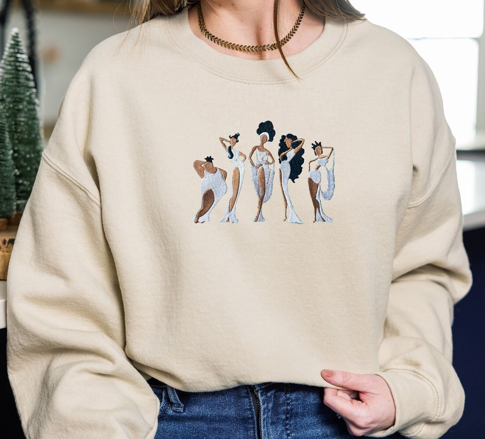 Vintage Embroidered Sweatshirt 2D Crewneck Sweatshirt All Over Print Sweatshirt For Women Sweatshirt For Men Sws4823