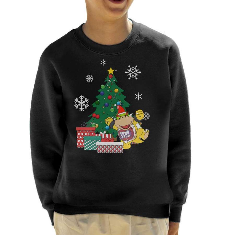 Bowser Jr Around The Christmas Tree Mario Kid’s Sweatshirt