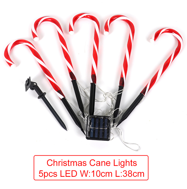 Christmas Candy Cane Lights LED Solar Lamp Merry Christmas Decoration For Home 2022 Xmas Gifts Navidad New Year Garden Lighting alx