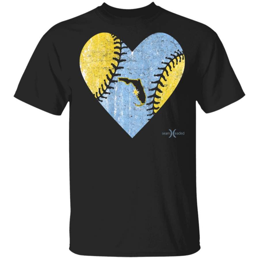 Vintage Tampa Bay Baseball Heart with Sun Ray Map of Florida Coffee Mug Unisex Men Women Tshirt