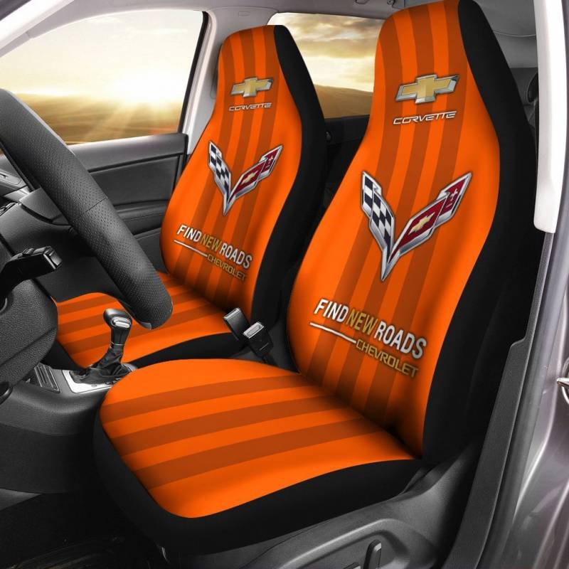 Chevrolet Corvette- NCT Car Seat Cover (Set of 2) Ver 3 (Orange)