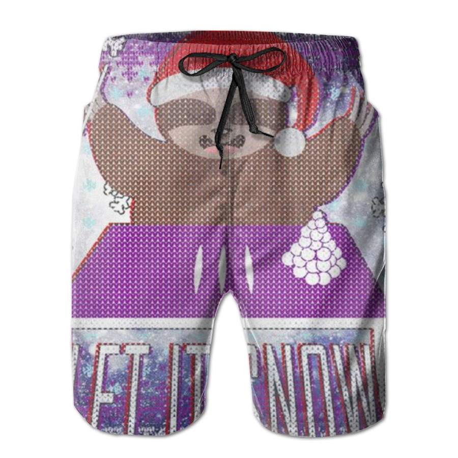 2 Pack Ugly Christmas Sweater 2023 Let It Snow Sloth On Drugs Men Swim Trunks Drawstring Elastic Waist Quick Dry Beach Shorts With Mesh Lining Swimwear Bathing Suits