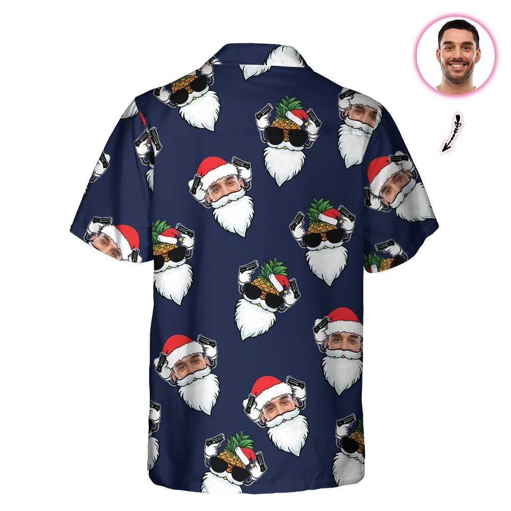 Funny Santa Claus Face Custom Photo Hawaii Shirt For Men Women Ha101008