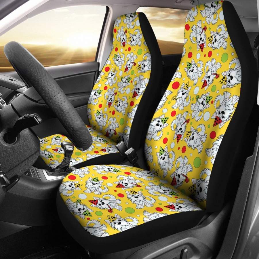 Puppy Yorkshire Terrier Dog Print Pattern Universal Fit Car Seat Cover